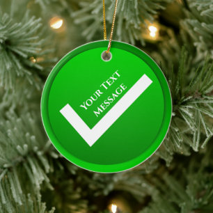 Grönt Checkmark - symbol jul Julgransprydnad Keramik