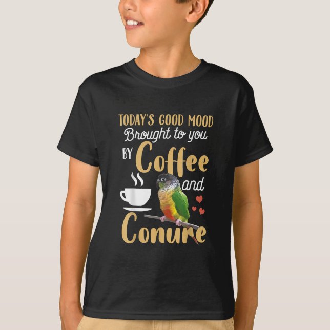 Grönt Cheek Conure - Bra Coffee and Conure Parro T Shirt (Framsida)