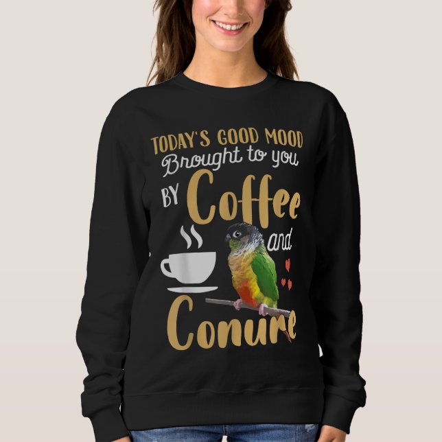Grönt Cheek Conure - Bra Coffee and Conure Parrot T Shirt (Framsida)