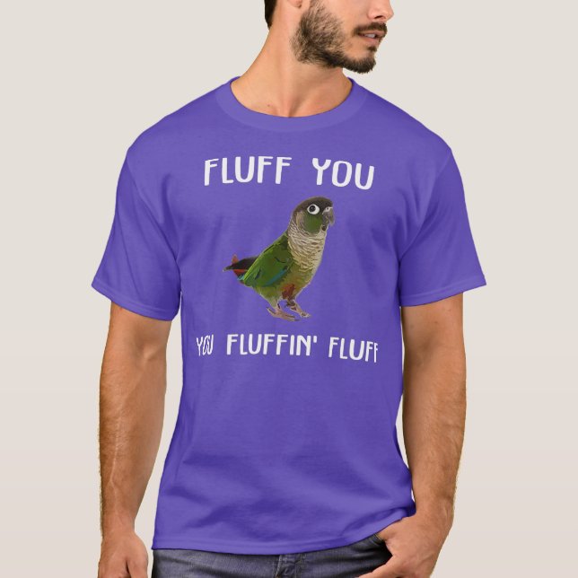 Grönt Cheek Conure Fluff du Conure Parrot Bird T Shirt (Framsida)