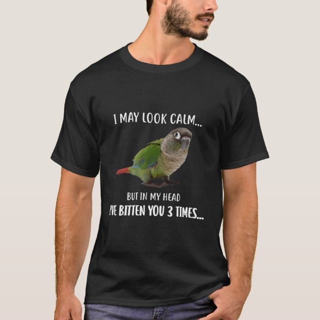 Grönt Cheek Conure Hoodies jag kan se Lugn Conure T Shirt (Framsida)