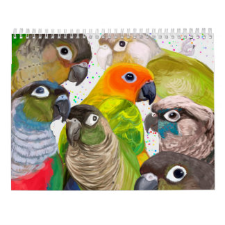 Grönt Cheek Conure Parrot 2021 Kalender