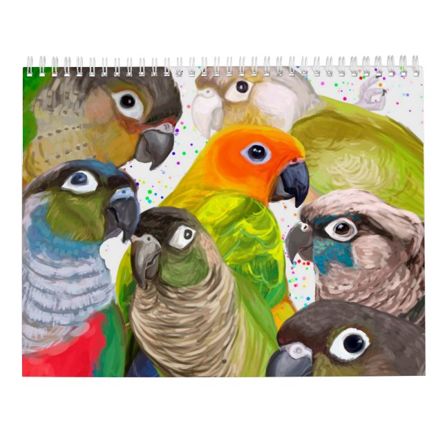 Grönt Cheek Conure Parrot 2021 Kalender (Baksida)