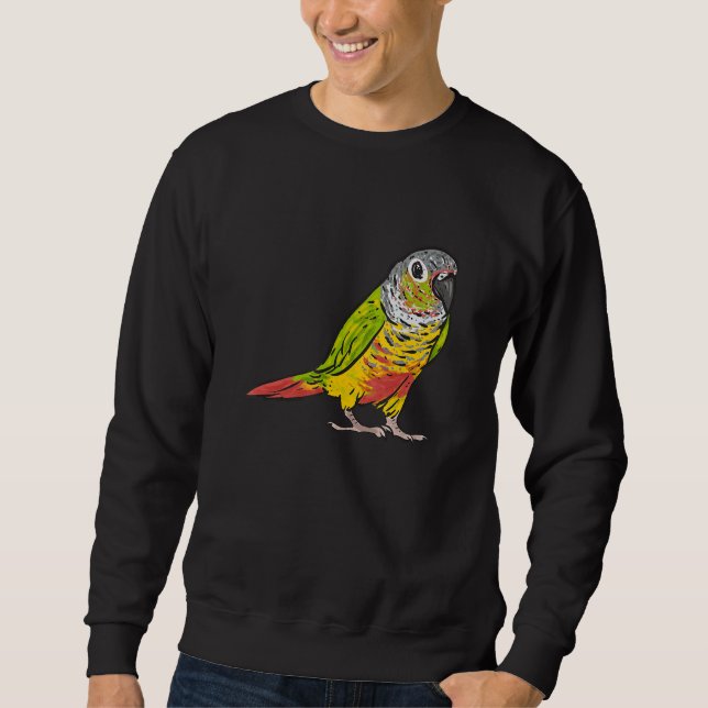 Grönt Cheek Conure Parrot Bird Conure 1 Lång Ärmad Tröja (Framsida)