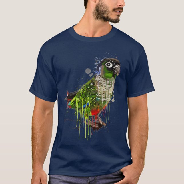 Grönt Cheek Conure Shirt Cute Conure Parrot T Shirt (Framsida)