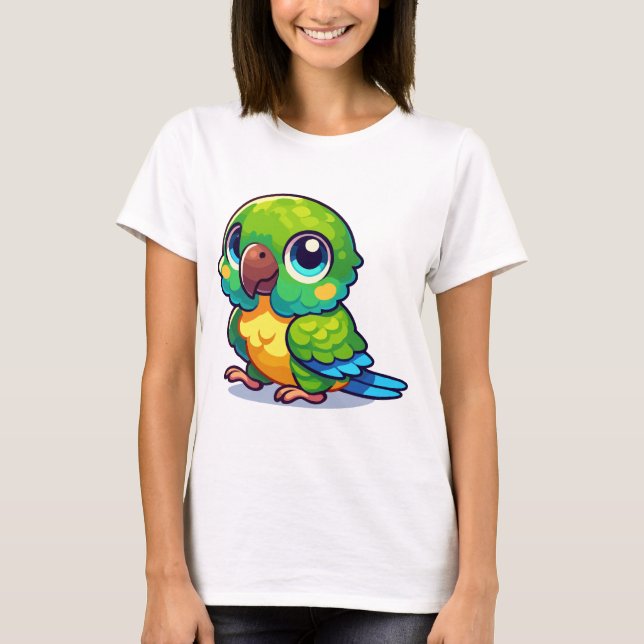 Grönt Cheek Conure T Shirt (Framsida)