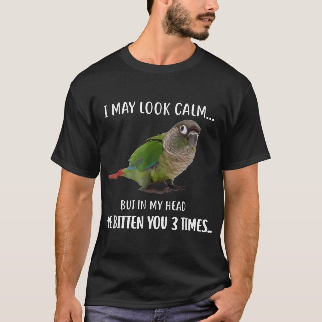 Grönt Cheek Conure TShirt Jag kan se Lugn Conure S T Shirt (Framsida)