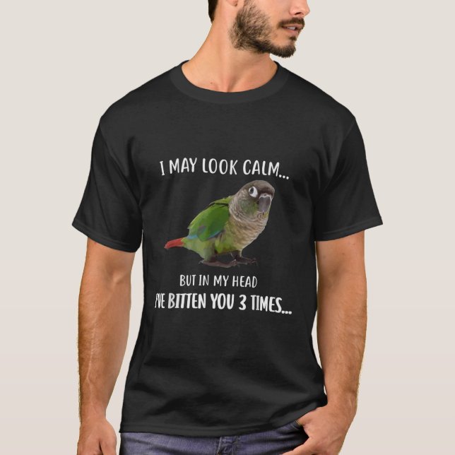 Grönt Cheek Conure TShirt Jag kan se Lugn Conure T Shirt (Framsida)