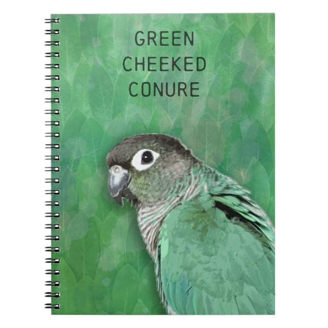 Grönt Cheeked Conure - vacker fågel Anteckningsbok (Framsidan)