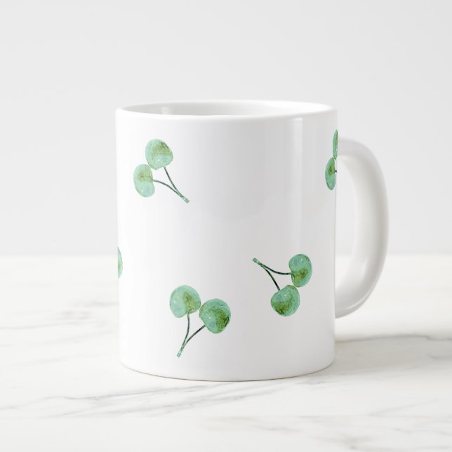 Grönt Cherry Mönster Jumbo Mugg (Framsida höger)