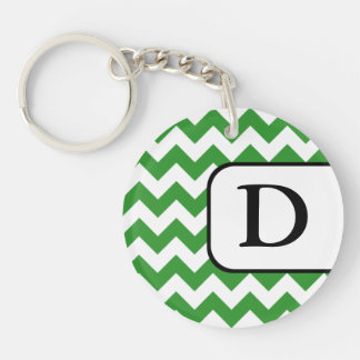 Grönt Chevron Acrylic Monogram Keychain