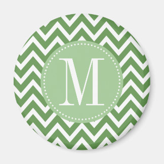 Grönt Chevron Anpassningsbar Monogram Magnet