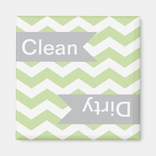 Grönt Chevron Clean - Dirty Dishwasher Magnets Magnet (Framsidan)