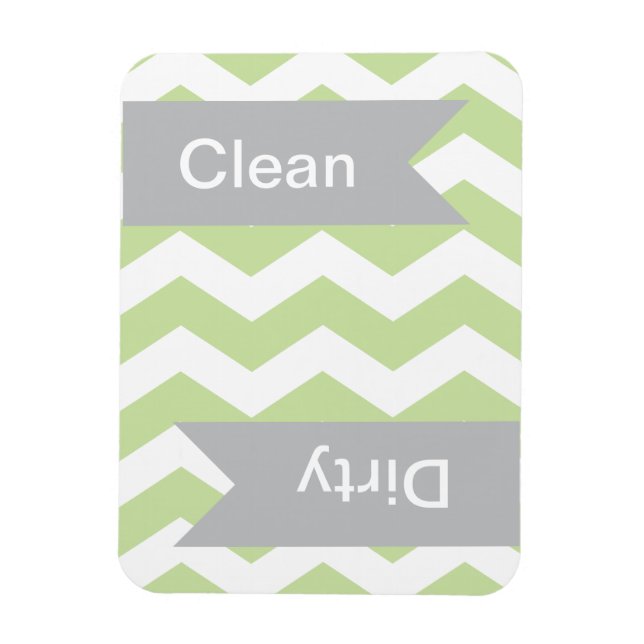 Grönt Chevron Clean - Dirty Dishwasher Magnets Magnet (Vertikal)