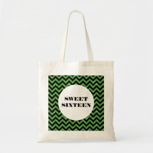 Grönt Chevron Glitter Sweet 16 Tote Bag Tygkasse