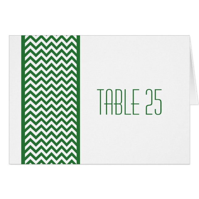 Grönt Chevron Gräns Bordsnummer Card Hälsningskort (Framsidan Horizontal)
