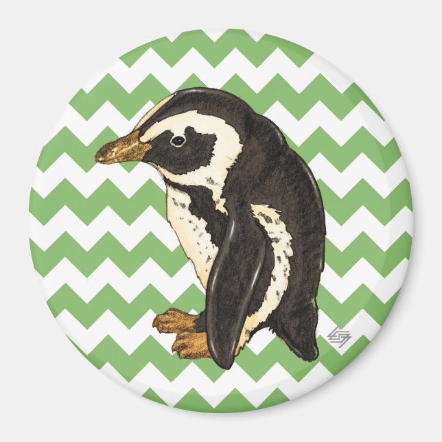 Grönt chevron penguin magnet (Framsidan)