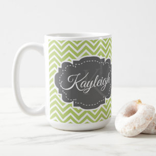 Grönt Chevron Personlig Coffee Mugg