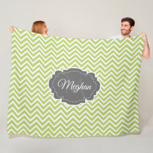 Grönt Chevron Personlig Fleece Blanket