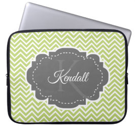 Grönt Chevron Personlig Laptop sleeve