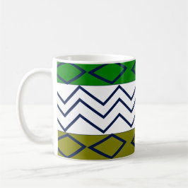 Grönt Chevron Rand Geometric Kaffemugg