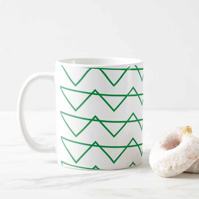 Grönt Chevron Rand Mönster Kaffemugg (Med munk)