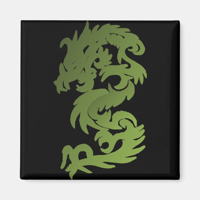 Grönt Chi Dragon Magnet (Framsidan)