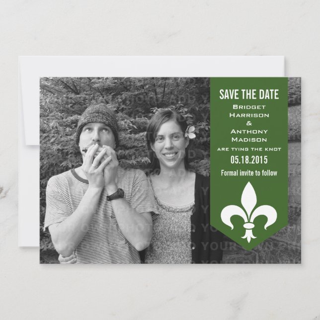Grönt Chic Banderoll Spara datum Inbjudan (Framsida)