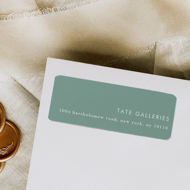 Grönt Chic Modern Minimalistisk Returadress Etikett (Sage green chic modern minimalist return address labels.)