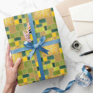 Grönt Chic Vattenfärger Faux Glitter Presentpapper