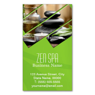 Grönt Chic Zen Spa Hälsa Massage Therapist Visitkortmagnet