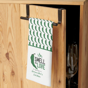 Grönt Chile Smell Kärlek Kitchen Towel Kökshandduk