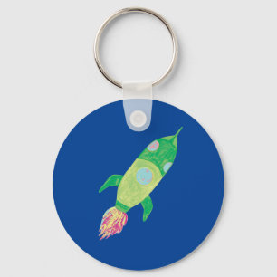 Grönt Chilensk Space Rocket Star Nyckelring