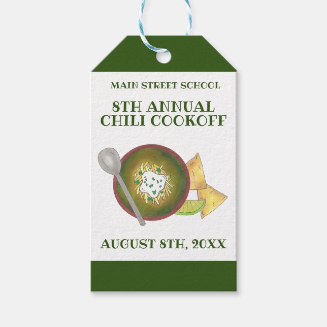 Grönt Chili Verde Chili Cookoff Cook-off Food Presentetikett (Framsidan)
