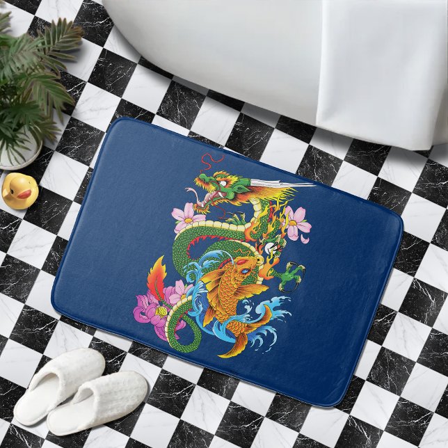 Grönt Chinese Dragon Koi Badrumsmatta (Skapare uppladdad)