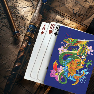 Grönt Chinese Dragon Koi Casinokort