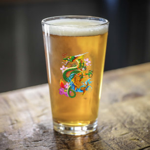 Grönt Chinese Dragon Koi Glaskopp