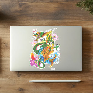 Grönt Chinese Dragon Koi Klistermärken