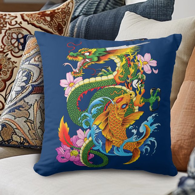 Grönt chinese Dragon Koi Kudde (Skapare uppladdad)