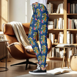 Grönt Chinese Dragon Koi Leggings