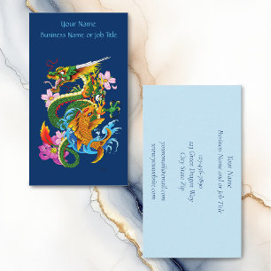Grönt Chinese Dragon Koi Visitkort