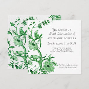 Grönt Chinoiserie Blommigt Watercolor Möhippa Inbjudningar