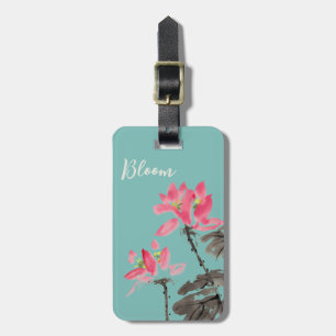Grönt Chinoiserie Bloom Quote Lotus Flower Bagagebricka