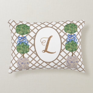 Grönt Chinoiserie Ginger Burk Burk Topiary Basket Prydnadskudde