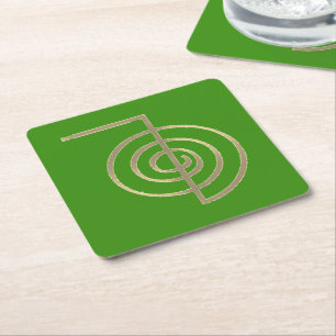 Grönt Cho Ku Rei Reiki Symbol Underläggs Underlägg Papper Kvadrat