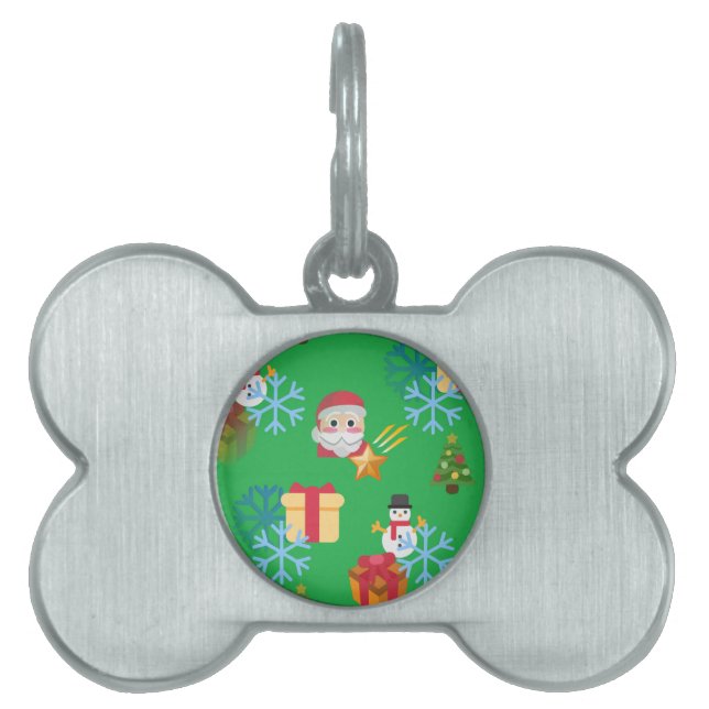 grönt christmas emoji ID-bricka husdjur (Framsidan)