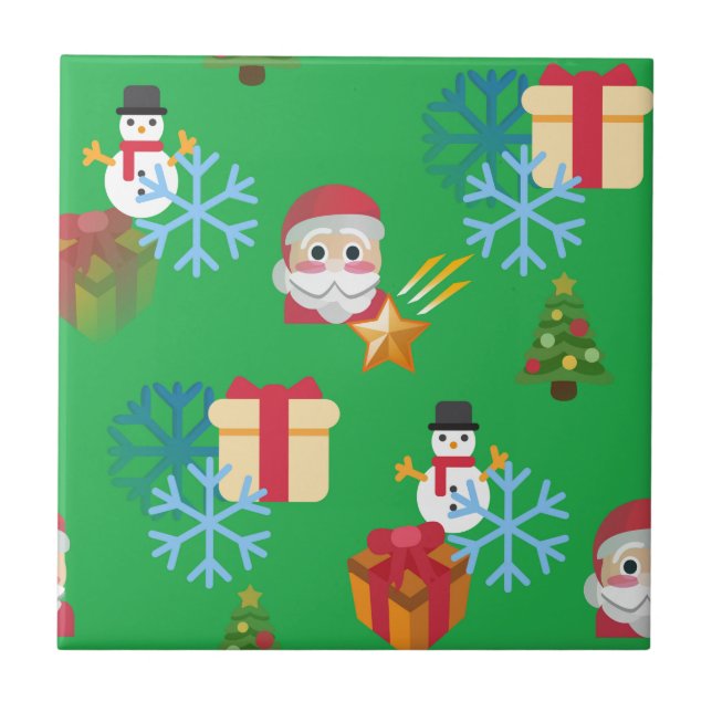 grönt christmas emoji kakelplatta (Framsidan)
