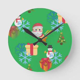 grönt christmas emoji rund klocka