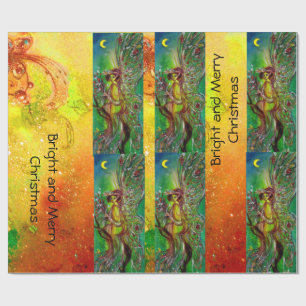 GRÖNT CHRISTMAS FAIRY,GULD SPARKLES,BLOMMIGT SWIRY PRESENTPAPPER