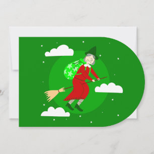 grönt christmas häxanas broomrider spookmas inbjudningar